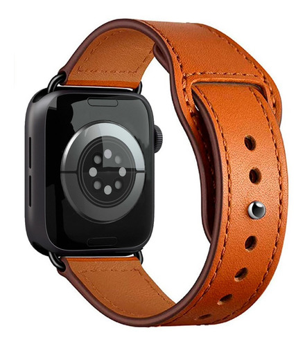 Pulseira Couro Botão Compatível Com Apple Watch 41mm 45mm