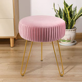 Touch-rich Stripe Velvet Vanity Chair Round Ottoman, Tapicst