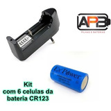 Carregador Para Baterias De Lithium Com 06 Celulas De Cr123a