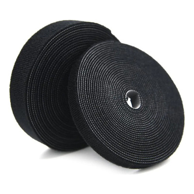 2 Pzas Cinta Organización Cables Amarre Nylon 20 Metros Negro Rayas