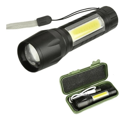 Linterna Táctica Led Recargable X Usb Zoom Aluminio