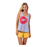 Conjunto Pijama Rem Short Kiss Verano Mujer Mora Z449