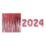 Kit Balão Metalizado 2024 + 2 Cortinas Metalizada Ano Novo