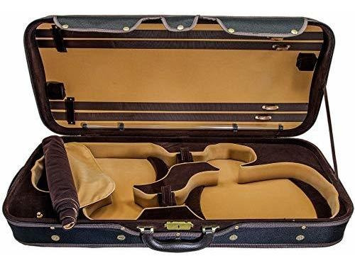 Estuche Doble Violín Resistente 4/4, Negro/khaki.