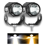 Kit X2 Faros Led Antiniebla Blanco Ambar Flash Auto Moto Utv