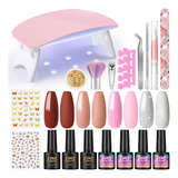 Kit De Esmalte De Unas De Gel Con Luz Uv, 4 Piezas, Kit De I