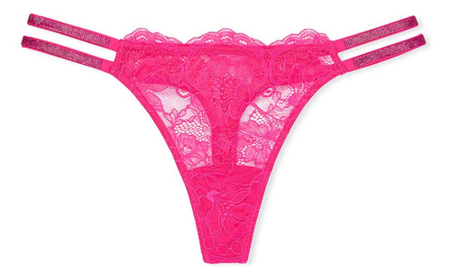 Victoria's Secret Tanga Rosa Com 2 Alças Brilhantes Tam. M