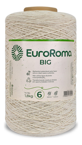 Barbante Crochê Euroroma Fio 6 1.8kg Cru Kit 2 Unidades