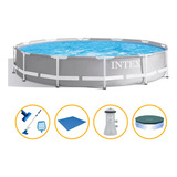 Piscina Estrutural 6.503l Prism Capa Forro Kit Limpeza Intex