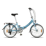 Bicicleta Plegable Aurora Classic R20 Color Celeste Tornasol