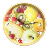 Relógio De Parede Bege Frutas Cozinha 