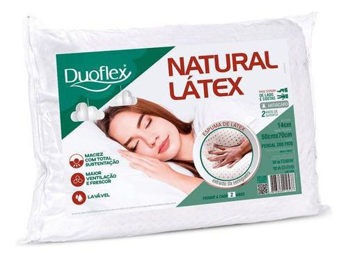 Travesseiro Natural Latex 50x70 14cm Duoflex
