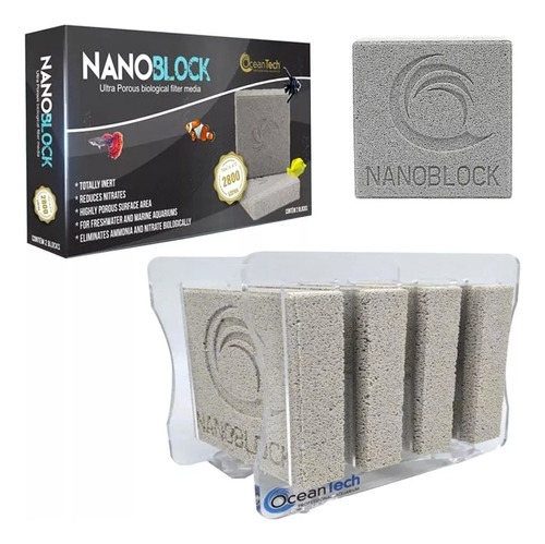 4 Mídias Biológicas Nano Block + Suporte Acrílico Oceantech