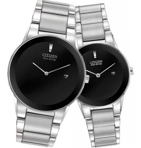 Reloj Citizen Pareja Eco-drive Plateado Fechador 