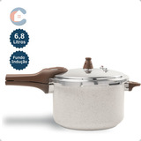 Panela Pressão Indução Cerâmica Brinox 6,8 L Cor Vanilla