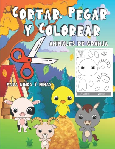 Cortar Pegar Y Colorear Animales De Granja Para Niños Y Niña