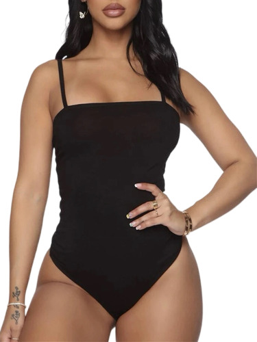 Body Feminino Decote Reto Tecido Liso Moda Verão Versátil 