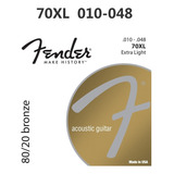 Cuerdas Guitarra Acustica 10-48 Fender 70xl Bronze80/20