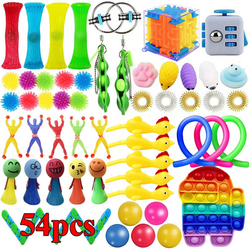 Kit De 54 Fidget Juguete Sensorial Alivio Del Estrés Push Po