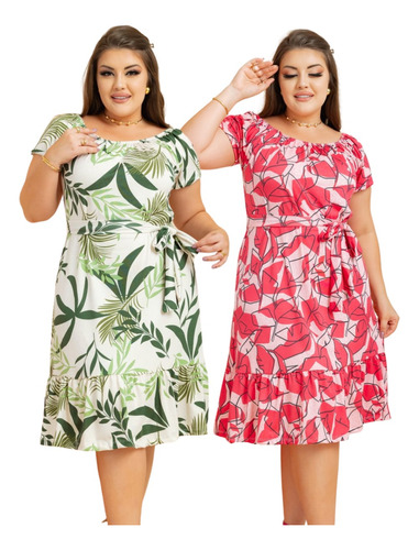 Kit 2 Vestidos Midi Soltinho Confortável Fresquinho Promoção