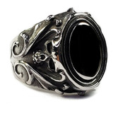 Anillo Calavera Espejo Garigoleado Acero Inoxidable Unisex