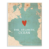 Placa De Pared Con Mapa Heart The Atlantic De Stupell Indust