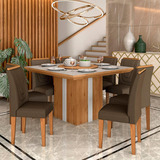 Conjunto Sala De Jantar Indonesia C/vidro 8 Cadeiras - Ma Cor Cinamomo/off White/marrom 04