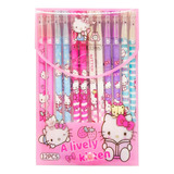 Set De 12 Plumas Kawaii Lapicero Boligrafo Borrable Kuromi Tinta Negro Exterior Hello Kitty 1