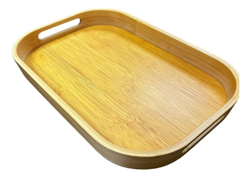 Bandeja Rectangular Bambu Desayuno Decoracion Multiusos 33cm