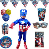 Disfraz Capitán América Paq Fiesta Articulos 20 Niños