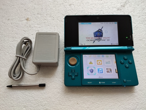 Consola Nintendo 3ds Aqua Blue Programada Juegos+32gb+cargad