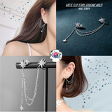 Arete Estrellas Cadena Largo Trepador Moda Coreana 1pz Kpop