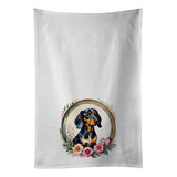 Dachshund And Flowers Kitchen Towel Set Of 2 White Dish Towe