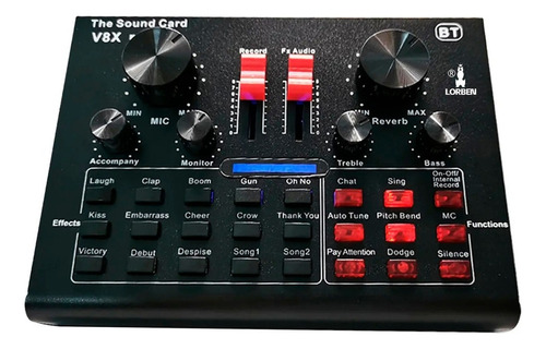 V8x Pro Live Sound Card Gravação Áudio 15 Efeitos Sonoros Bivolt
