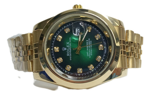 Reloj Date Just Jubile Dorado Difuminado Verde  Pila 