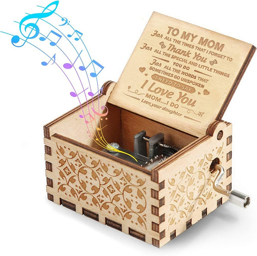 Caja De Musical De Madera Para Mamá I Love You Mom Regalo