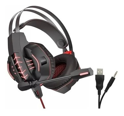 Fone De Ouvido Headset Gamer P3 Usb Pc Ps4 Com Fio Vermelho