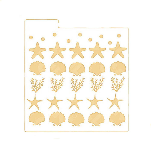 Stencil Conchas Y Estrellas De Mar - Planilla Decorativa