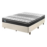 Box Casal Courino Areia 138x188 + Colchão Gransleep Ecoflex