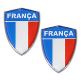 Par Adesivo Logo Resina Escudo Da França C/ Moldura Cromada