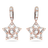 Aretes Swarovski De Aro Stella Blanco Baño Tono Oro Rosa