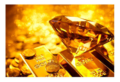 Vinilo 50x75cm Oro Gold Barra Lingotes Dinero Dorado P1