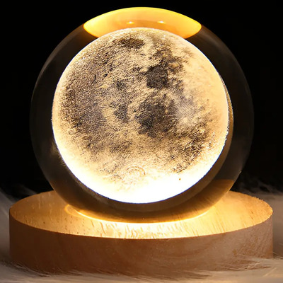 Luz Nocturna Luz De Cristal Esfera Planeta Luna | MercadoLibre