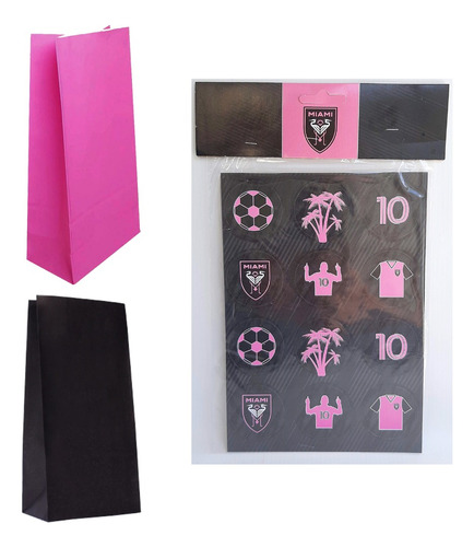 Bolsas Golosineras Papel + Stickers Inter Miami Messi X 30 U