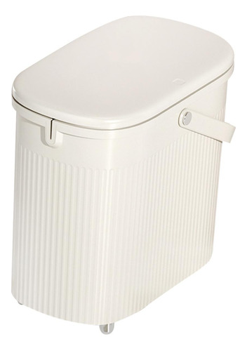 Papelera De Baño Con Tapa Tipo Prensa, Cubo De Blanco 9l