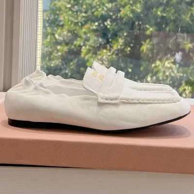 Zapatos Mocasines De Tacón Grueso De Cuero Con Cabeza Cuadra