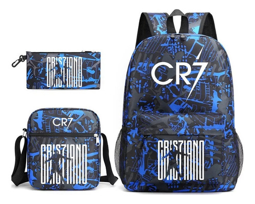 3piezas Mochilas De Cristiano Ronaldo 7 2023 New Black