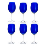 Conjunto De 6 Taças Vinho 580ml Azul Bohemia Titanium