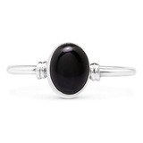 Black Onyx Vintage Gipsy Delicate Ring Plata De Ley 925 Pied