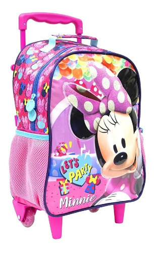 Mochila Bolsa De Rodinhas Escolar Infantil Carrinho Minnie 